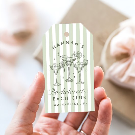 Retro Moderne Margaritas en Huwelijk Gestreepte Ba Cadeaulabel