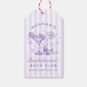 Retro Moderne Margaritas en Huwelijk Gestreepte Ba Cadeaulabel (Voorkant)