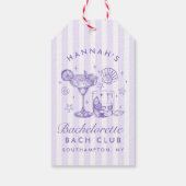 Retro Moderne Margaritas en Huwelijk Gestreepte Ba Cadeaulabel (Achterkant)