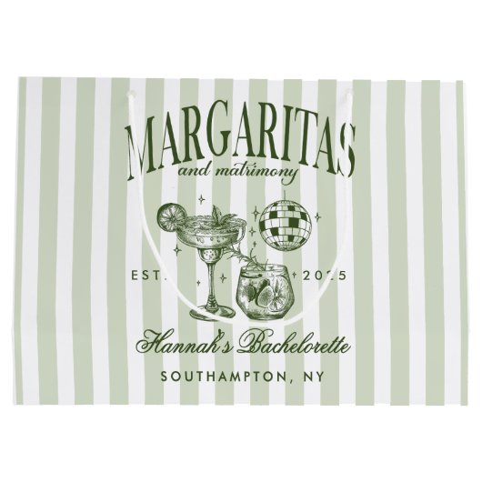 Retro Moderne Margaritas en Huwelijk Gestreepte Ba Groot Cadeauzakje (Achterkant)