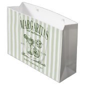 Retro Moderne Margaritas en Huwelijk Gestreepte Ba Groot Cadeauzakje (Achterkant Gekanteld)
