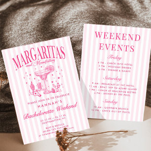 Retro Moderne Margaritas en Huwelijk Gestreepte Ba Kaart