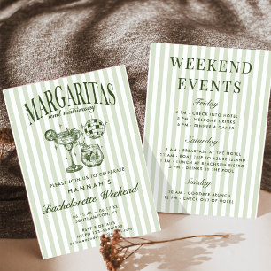 Retro Moderne Margaritas en Huwelijk Gestreepte Ba Kaart