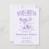 Retro Moderne Margaritas en Huwelijk Gestreepte Ba Kaart (Voorkant)