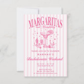 Retro Moderne Margaritas en Huwelijk Gestreepte Ba Kaart (Voorkant)