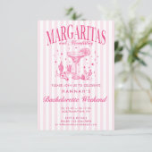 Retro Moderne Margaritas en Huwelijk Gestreepte Ba Kaart (Staand voorkant)
