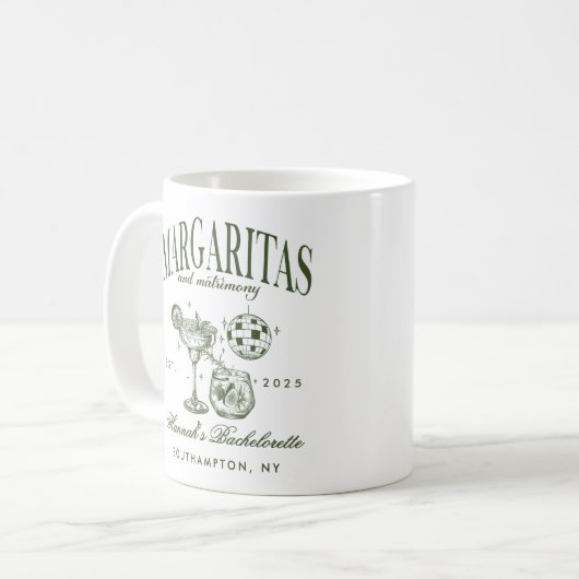 Retro Moderne Margaritas en Huwelijk Gestreepte Ba Koffiemok (Voorkant links)