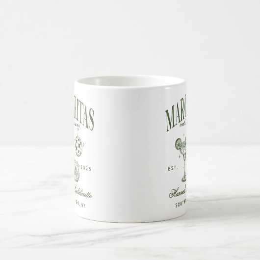 Retro Moderne Margaritas en Huwelijk Gestreepte Ba Koffiemok (Center)