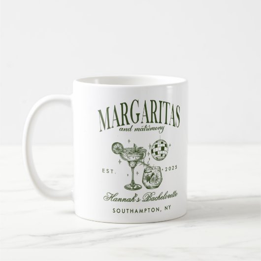Retro Moderne Margaritas en Huwelijk Gestreepte Ba Koffiemok (Links)