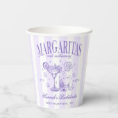 Retro Moderne Margaritas en Huwelijk Gestreepte Ba Papieren Bekers (Achterkant)