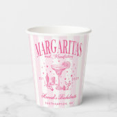 Retro Moderne Margaritas en Huwelijk Gestreepte Ba Papieren Bekers (Achterkant)