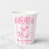 Retro Moderne Margaritas en Huwelijk Gestreepte Ba Papieren Bekers (Voorkant)