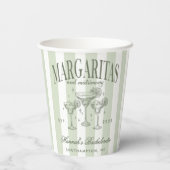 Retro Moderne Margaritas en Huwelijk Gestreepte Ba Papieren Bekers (Achterkant)