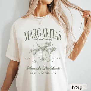 Retro Moderne Margaritas en Huwelijk Gestreepte Ba T-shirt