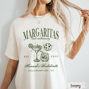 Retro Moderne Margaritas en Huwelijk Gestreepte Ba T-shirt