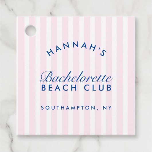 Retro Moderne Marine & Roze Bachelorette Bedankjes Labels (Voorkant)