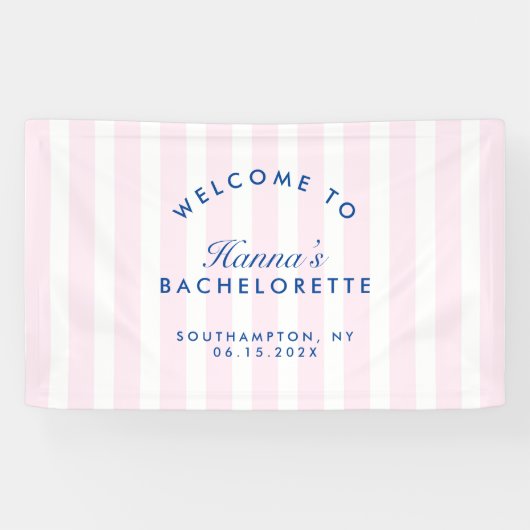 Retro Moderne Marine & Roze Bachelorette Spandoek (Horizontaal)