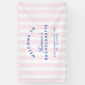 Retro Moderne  Marine & Roze Bachelorette Spandoek (Verticaal)