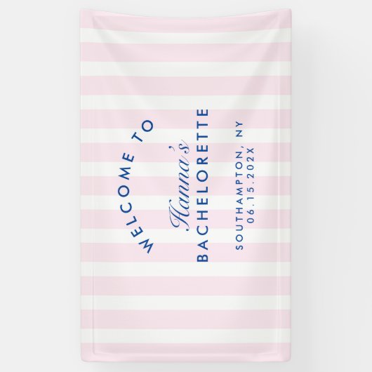 Retro Moderne Marine & Roze Bachelorette Spandoek (Verticaal)