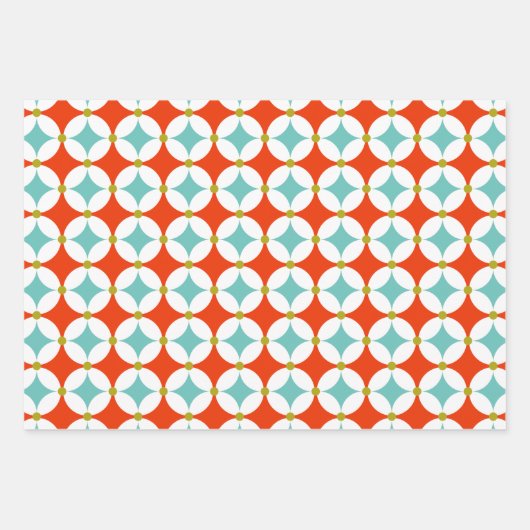 Retro Moderne medio vormen patroon set 3 Inpakpapier Vel (Voorkant 2)