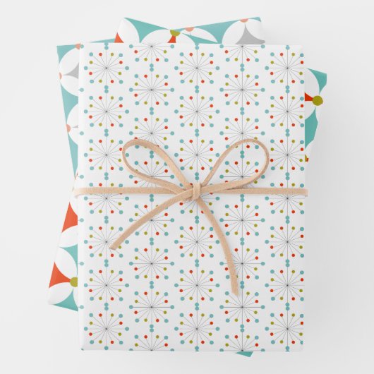 Retro Moderne medio vormen patroon set 3 Inpakpapier Vel (In situ)