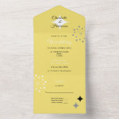 Retro Moderne Mid Century Bruiloft All In One Uitnodiging (Binnen)