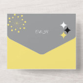 Retro Moderne Mid Century Bruiloft All In One Uitnodiging (Achterkant)