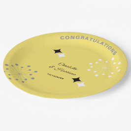 Retro Moderne Mid Century Bruiloft Papieren Bordje