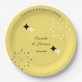 Retro Moderne Mid Century Bruiloft Papieren Bordje (Voorkant)