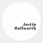 Retro Moderne Minimale Naam of Zakelijke Sjabloon Ronde Sticker (Voorkant)