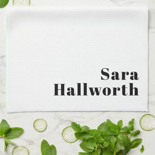 Retro Moderne Minimale Naam of Zakelijke Sjabloon Theedoek (Gevouwen)