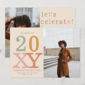 Retro Moderne Minimalistische 2 Foto Afstuderen  Kaart (Voorkant / Achterkant)