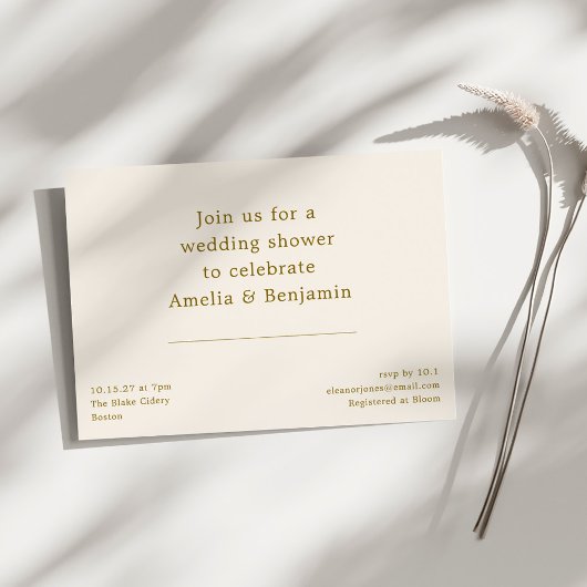 Retro Moderne Minimalistische Elegante Trouwdouche Kaart