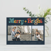 Retro Moderne Minimalistische Kerstdrie Foto Feestdagenkaart (Staand voorkant)