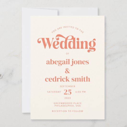 Retro Moderne Minimalistische Pastel Zomer Bruilof Kaart (Voorkant)