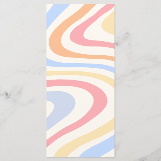 Retro Moderne Minimalistische Pastel Zomer Bruilof Menu (Achterkant)