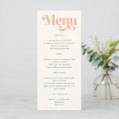Retro Moderne Minimalistische Pastel Zomer Bruilof Menu (Staand voorkant)