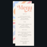 Retro Moderne Minimalistische Pastel Zomer Bruilof Menu<br><div class="desc">Retro Moderne Minimalistische Pastel Zomer Bruiloft Menu</div>