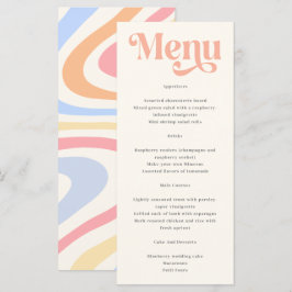 Retro Moderne Minimalistische Pastel Zomer Bruilof Menu