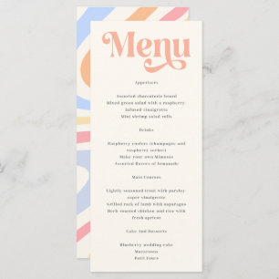 Retro Moderne Minimalistische Pastel Zomer Bruilof Menu