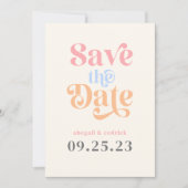 Retro Moderne Minimalistische Pastel Zomer Bruilof Save The Date (Voorkant)
