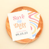 Retro Moderne Minimalistische Pastel Zomer Bruilof Save The Date
