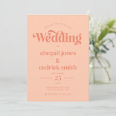 Retro Moderne Minimalistische Perzik en Blauwe Bru Kaart (Staand voorkant)