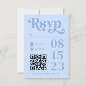 Retro Moderne Minimalistische Perzik en Blauwe Bru RSVP Kaartje (Voorkant)