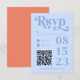 Retro Moderne Minimalistische Perzik en Blauwe Bru RSVP Kaartje