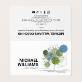 Retro Moderne Minimalistische Tree Life Coach Blau Visitekaartje (Buitenkant ongevouwen)