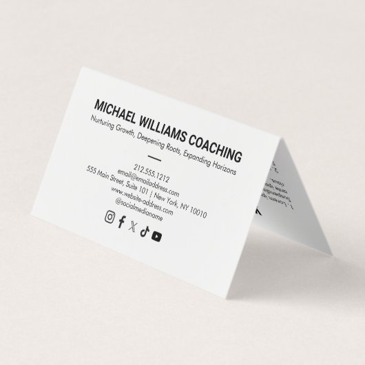 Retro Moderne Minimalistische Tree Life Coach Blau Visitekaartje (Achterkant)