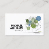 Retro Moderne Minimalistische Tree Life Coach Blau Visitekaartje (Voorkant)