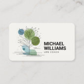 Retro Moderne Minimalistische Tree Life Coach Groe Visitekaartje (Voorkant)