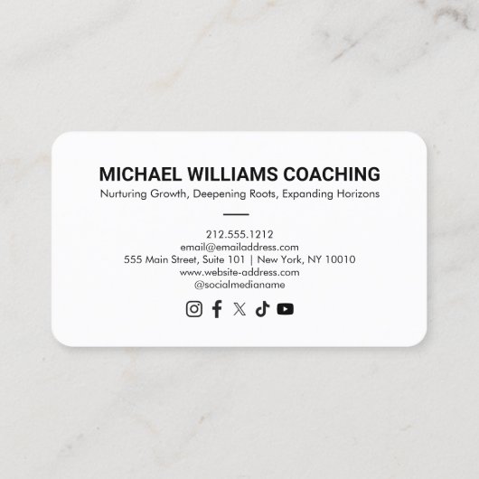 Retro Moderne Minimalistische Tree Life Coach Groe Visitekaartje (Achterkant)